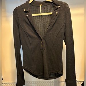 Free people v-neck button down sweatshirt long sleeve shirt